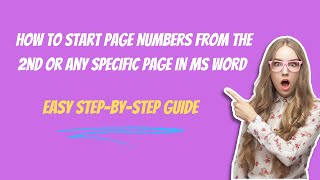 How to Start Page Numbers from the Second or any Specific Page in MS Word  Easy StepbyStep Guide [upl. by Elyac]