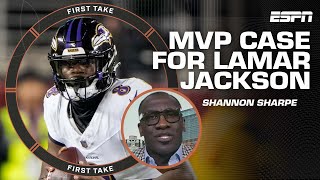 Shannon Sharpe makes an MVP case for Lamar Jackson 👀  First Take [upl. by Seluj]