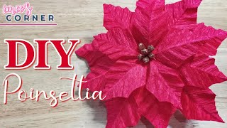 How to make Poinsettia using Crepe Paper for Christmas Decoration Ideas  DIY Poinsettia flower [upl. by Eenahpets]