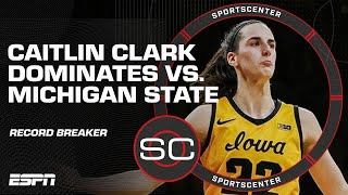 Caitlin Clark has her 4THCONSECUTIVE 35POINT GAME 🔥 Iowa takes down Michigan State  SportsCenter [upl. by Rahm]