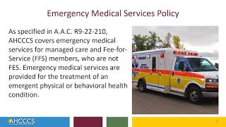 AHCCCS Coverage  Emergency Services [upl. by Eiltan]