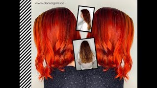 Balayage  Technik und Block Highlights mit roter Veredelung [upl. by Rudiger637]