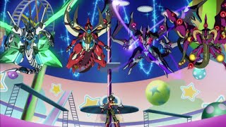 ArcvYuya Sakaki Summons All 4 Dimension Dragons [upl. by Ellemac]