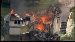 Milliondollar mansion burns down and falls off a cliff [upl. by Icat]