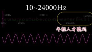 聽力測試，音響頻率響應測試音頻 10Hz24000Hz Sine Wave Sound Frequency Tone [upl. by Tatianna]