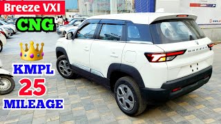 New Brezza VXI CNG ✅️ White Color👌breeze cng 2024 model Review [upl. by Eelarual]