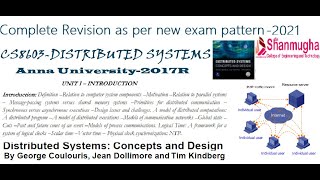 CS8603 Distributed Systems Unit 1 Complete Revision New exam patternAnna university 2017R [upl. by Atekihs]