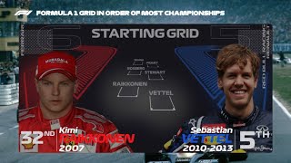 F1 Starting Grid in Order of Most World Championships ALL 34 [upl. by Ahusoj]