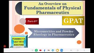 GPAT a start Physical Pharmaceutics Micromeritics and Powder Rheology Part 2nd Theory Lecture gpat [upl. by Abramo]