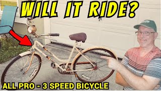 FREE RARE 1971 all Pro  3 Speed Bicycle [upl. by Eade565]