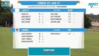 Geelong Cricket Association  U15 Boys Emond  Round 3  Cobras v Lara CC [upl. by Dorthy]