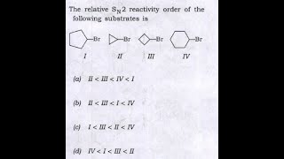 Q59 ‖ Sn2 Reaction rate comparison among Cyclo propyl Butyl Pentyl Hexyl Bromides ‖ PYQ [upl. by Nove]