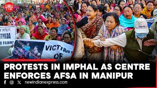 Hundreds hit streets in Imphal as centre imposes AFSPA to reinstate peace and order in Manipur [upl. by Acimaj]