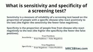 MRCS Part B What is sensitivity and specificity of a screening test [upl. by Cheria]