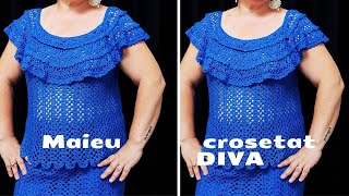 Bluza Maieu crosetat cu volan DIVA Partea aIIa Volanul explicat pe intelesul tuturor [upl. by Ttevy779]