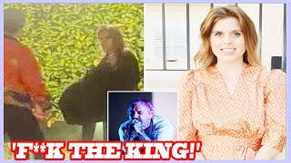 Princess Beatrice knocks back cocktails at Glastonbury VIP bar as band chants Fk the King [upl. by Fishbein415]