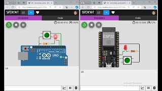 How to connect two Arduino or two ESP32 or Arduino with ESP32 in Wokwi Simulation [upl. by Negyam]