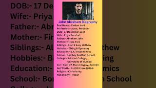 John Abraham Biography  viral shorts johnabraham biography [upl. by Sandie635]