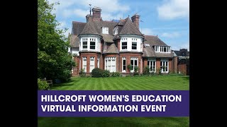 Hillcroft Womens Education  Virtual Information Event [upl. by Camilo]