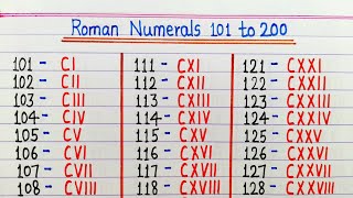 Roman numerals 101 to 200  Roman ginti 101 to 200  Roman Numbers 101 to 200 [upl. by Nahtanoy669]