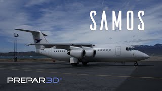 Prepar3D  Quality Wings Avro RJ85  Landing at Samos  TrackIR [upl. by Trixi678]