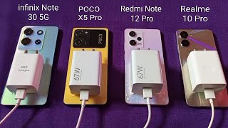 infinix Note 30 5G Vs POCO X5 Pro Vs Redmi Note 12 Pro Vs Realme 10 Pro CHARGING TEST  0 To 100 [upl. by Bum630]