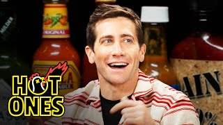 Jake Gyllenhaal Gets a Leg Cramp While Eating Spicy Wings  Hot Ones [upl. by Duval]