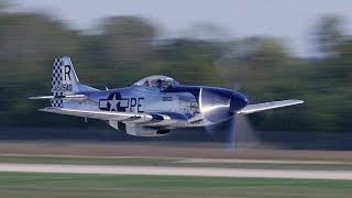 20  P51 Mustangs takeoff Humming Merlins fill the air at quotThe Gathering of Mustangs and Acesquot [upl. by Hsirrehc944]