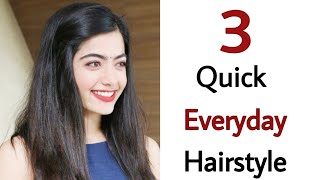 3 quick everyday hairstyle  new hairstyle  easy hairstyle  college hairstyle hairstyle girl [upl. by Laehcimaj511]