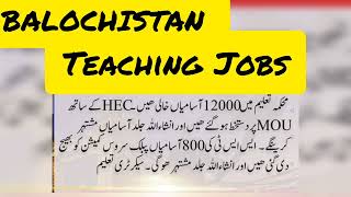 BALOCHISTAN teaching jobs latest news  teaching jobs 2024 hec jobs balochistan sbk latest [upl. by Hilliard]