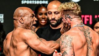 MIKE TYSON SLAPS JAKE PAUL ACROSS THE FACE DURING WEIGH IN  CRAZY SCENES [upl. by Ahsilac]