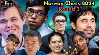 Norway Chess 2024 Round 3  ft Praggnanandhaa vs Carlsen [upl. by Lebasy55]