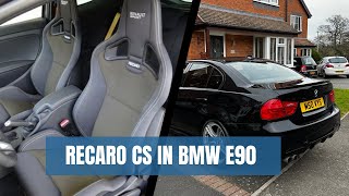 Recaro CS seats install in bmw e90 diy retrofit guide e91 e92 m2m3m4 1234 series f30 f20 f80 [upl. by Drandell]