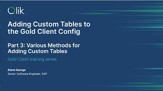 Adding Custom Tables to the Gold Client Config  Part 3 Various Methods for Adding Custom Tables [upl. by Rramed]