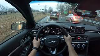 2022 Genesis G70 Rainy  Evening POV Test Drive ASMR [upl. by Anirehs]