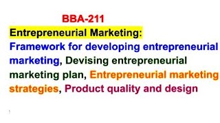 Entrepreneurial Marketing BBA211 3rdsemester pu [upl. by Arron785]