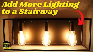 Add Lighting To An Interior Stairway  How To Run Electric Wire Through Floor Joists [upl. by Naima]