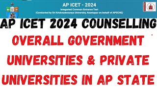 AP ICET 2024 COUNSELLING OVERALL GOVERNMENT UNIVERSITIES amp PRIVATE UNIVERSITIES IN AP STATE [upl. by Ensign673]