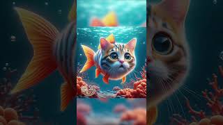 Cute kitten and goldfish cat kitten cute catsworld story catlover [upl. by Rahas]