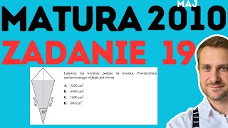 Zadanie 19 Matura maj 2010 Latawiec ma wymiary podane na rysunku Powierzchnia zacieniowanego [upl. by Cowen]