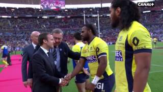 Fijian players kneel before Emmanuel Macron [upl. by Mirabella]