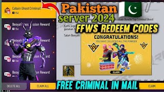 Free Fire 👀 Redeem code Todays 😍 2024 in Pakistan server Dont Miss 💌 [upl. by Rattray]