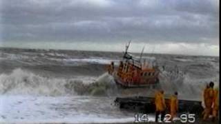 RNLI lifeboat launch in rough sea [upl. by Adieno]