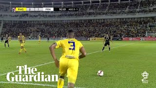 Incredible freekick goal from midfield in Malaysian FA Cup semifinal [upl. by Ahswat]