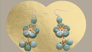 5 MIN EARRINGS Amazonite and Czech Glass earrings using a 1 Step Looper Jewelry Tool [upl. by Delahk]