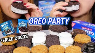 ASMR OREO PARTY FRIED OREOS ICE CREAM 오레오 리얼사운드 먹방  KimampLiz ASMR [upl. by Aurel158]