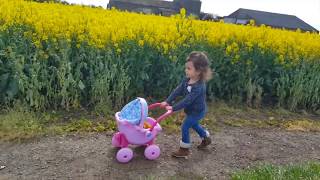 Teddy Doll Pushchair  Playing with baby doll in the Flower Land [upl. by Auginahs832]