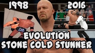 The Evolution of the Stone Cold Stunner from WWF Warzone to WWE 2K17 [upl. by Anilave597]