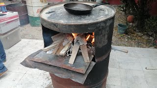 Fogón o chimenea rustica reutilizando un tambo de lámina Cómo en el rancho [upl. by Trebla161]