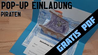 Kindergeburtstag  Popup Einladung quotPiratenquot ganz einfach gestalten – mit GRATIS Druckvorlage [upl. by Selie]